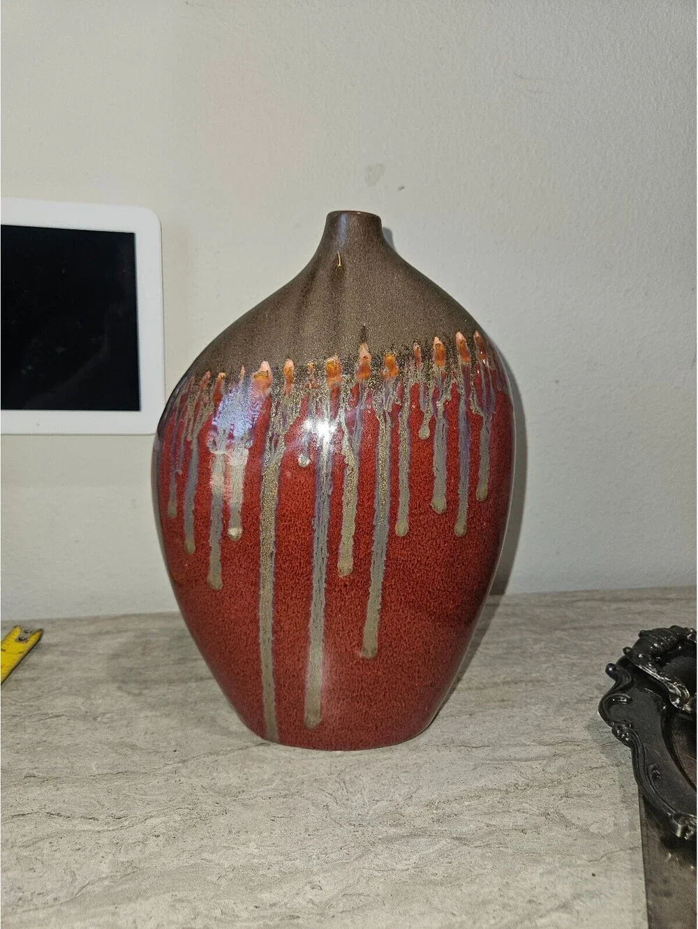 Handcrafted Ceramic Table Vase with Drip Glaze Design